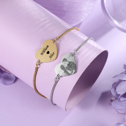 Personalised Photo Bracelets Custom Names Couple Bracelets-Jessemade AU