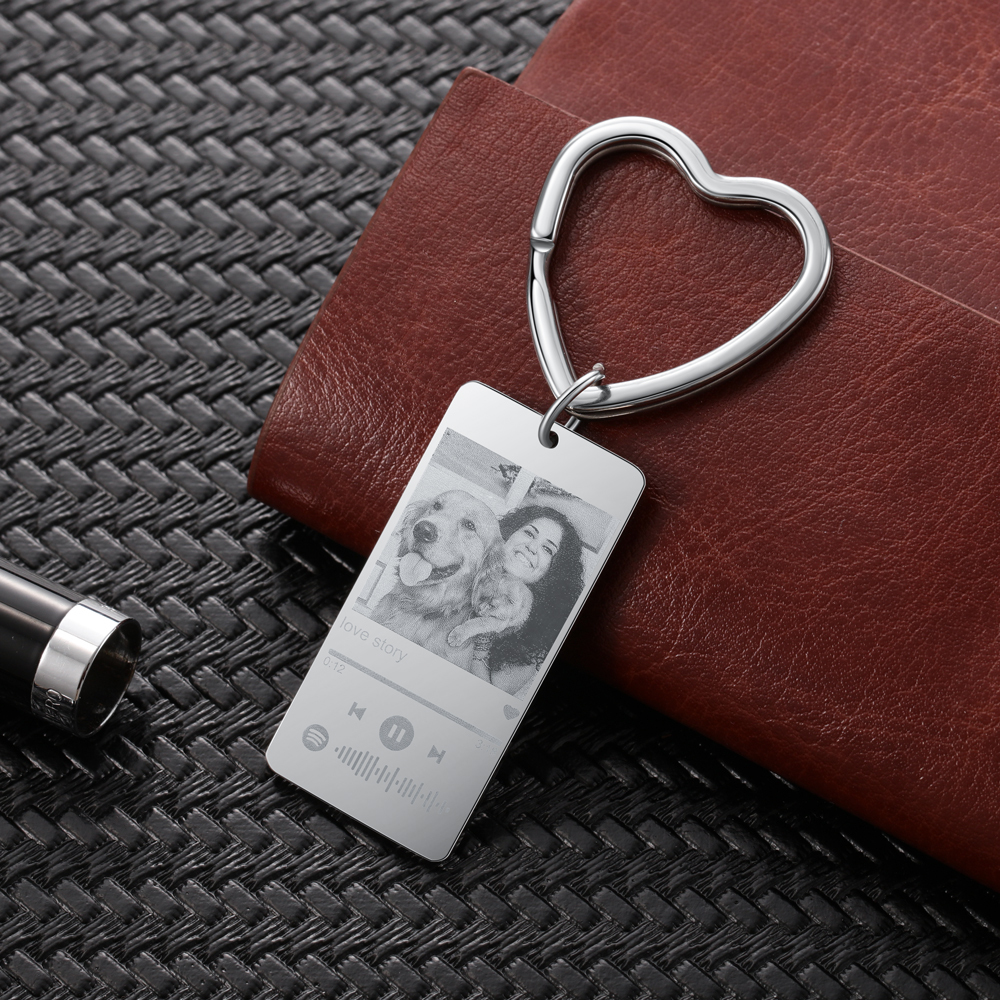 Personalised Rectangular Pendant Spotify Code Keychain-Both side can be customised-Jessemade AU