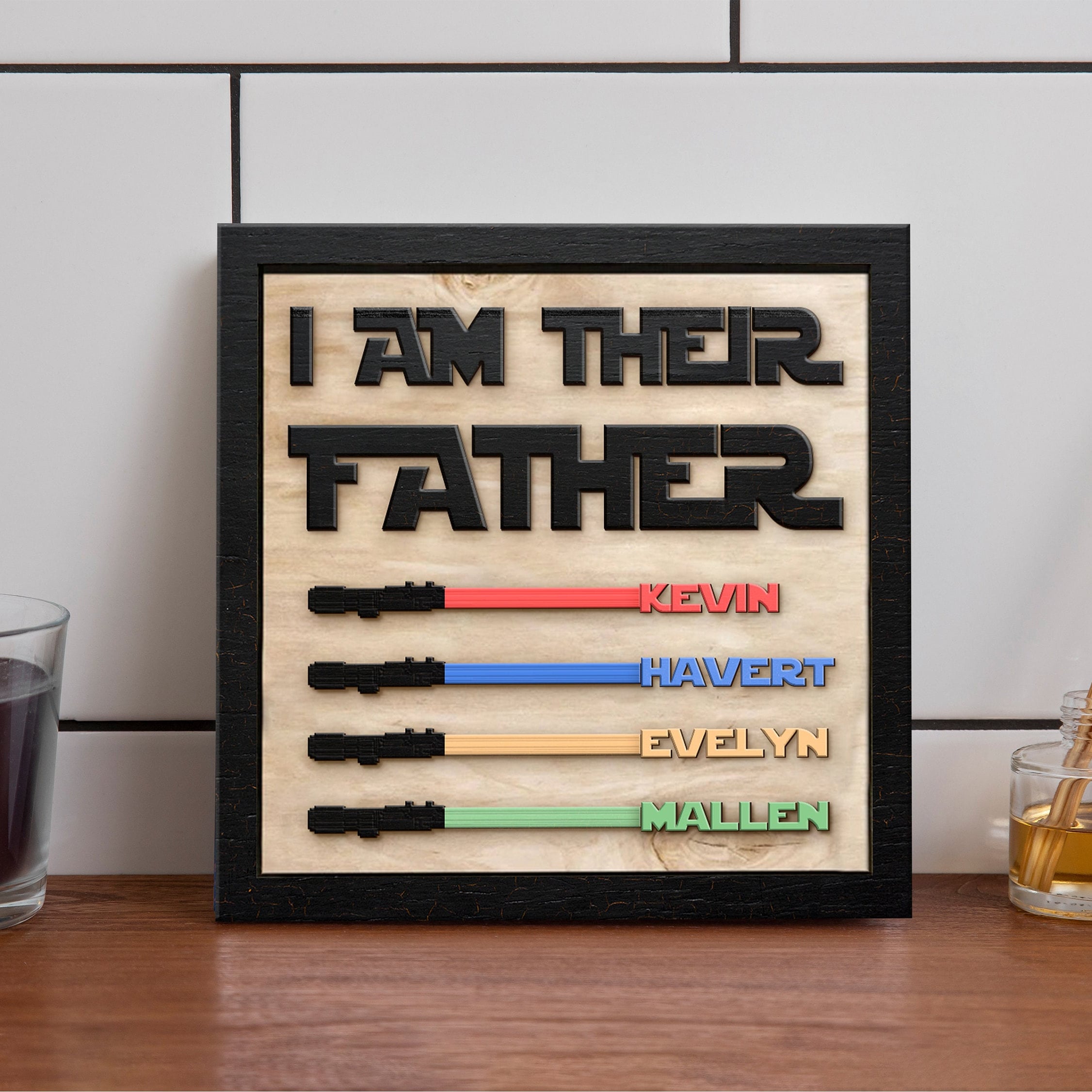 Personalised Star Wars Sign Father's Day Gifts - I AM THEIR FATHER - Wood Sign with 4 Names-Jessemade AU