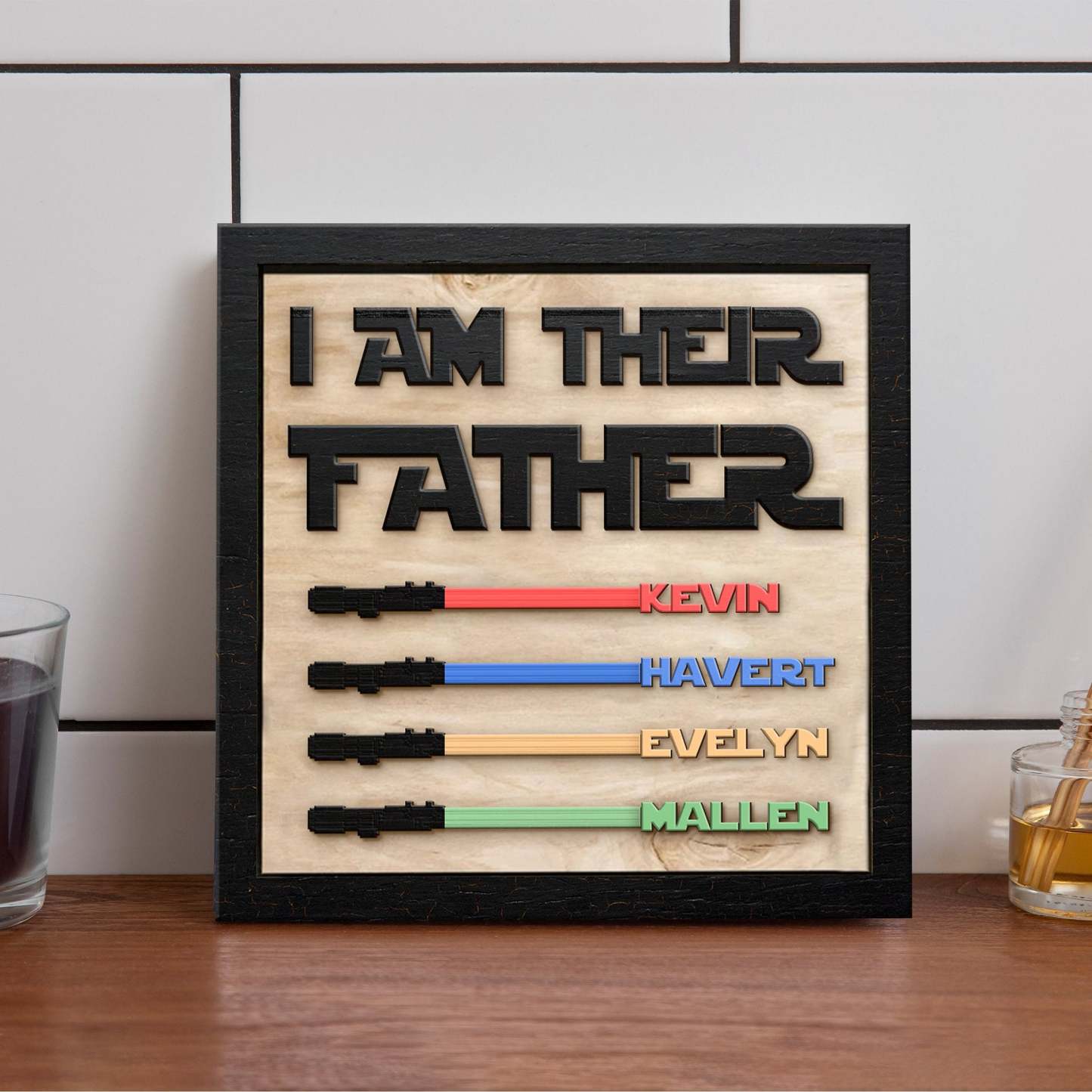 Personalised Star Wars Sign Father's Day Gifts - I AM THEIR FATHER - Wood Sign with 4 Names-Jessemade AU
