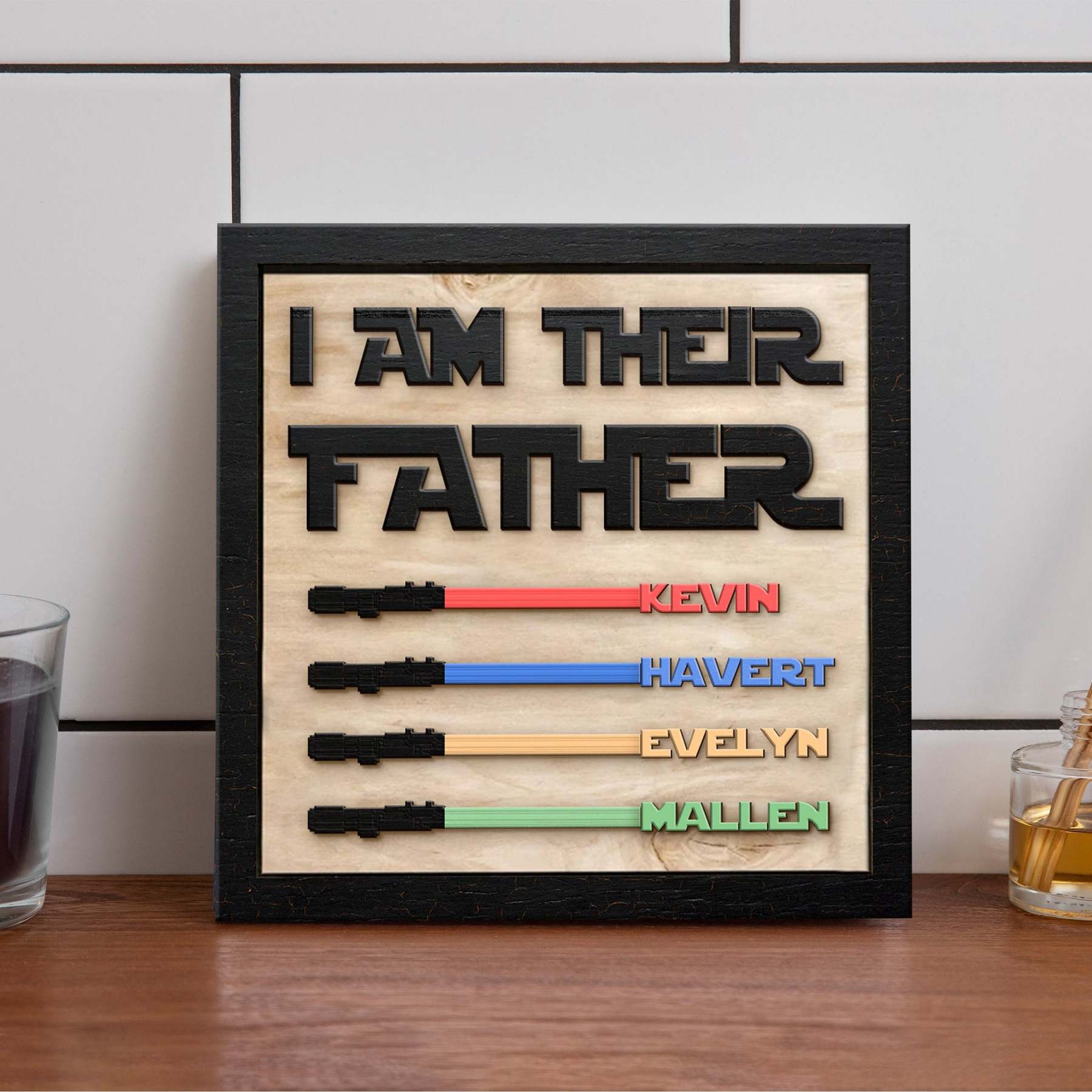 Personalised Star Wars Sign Father's Day Gifts - I AM THEIR FATHER - Wood Sign with 4 Names-Jessemade AU