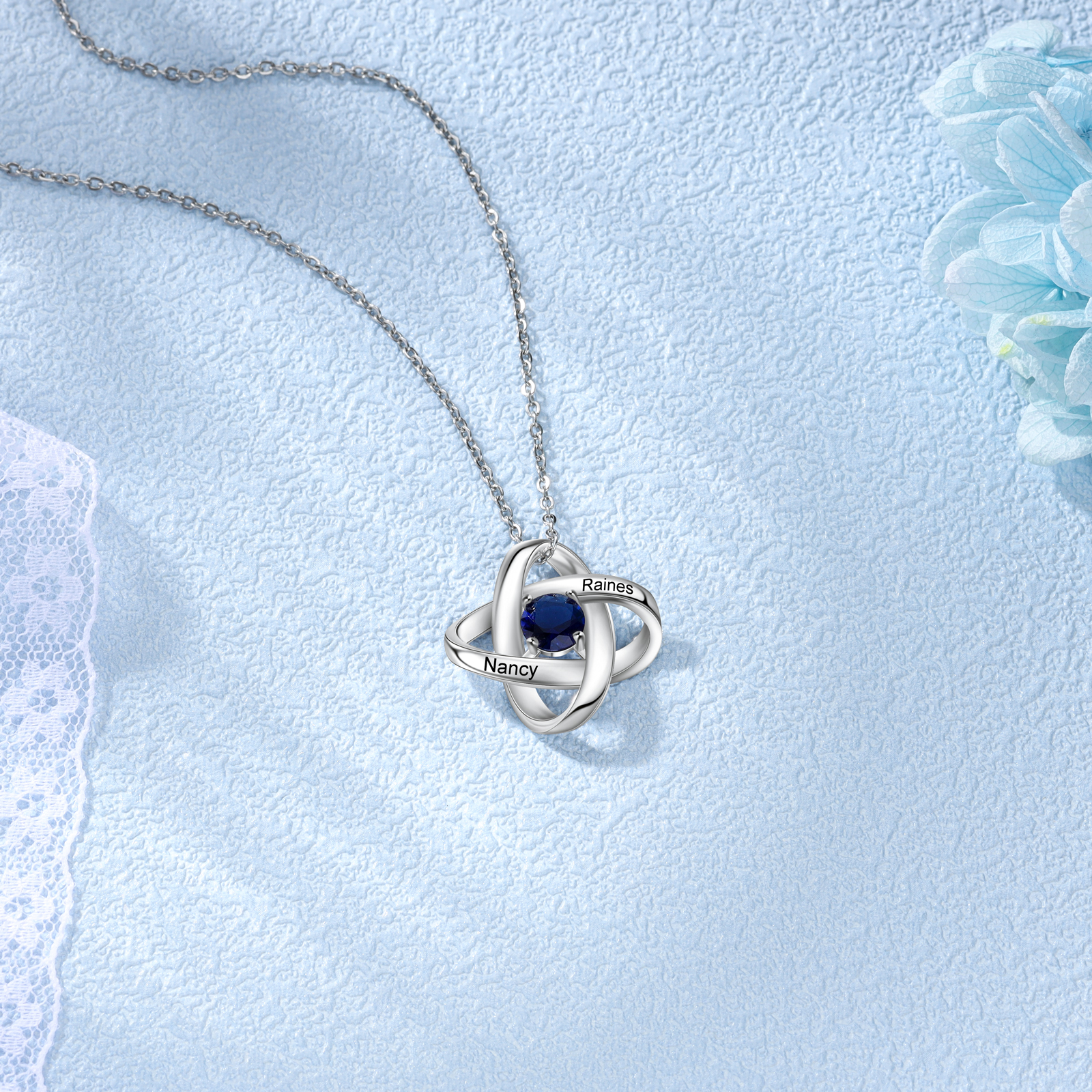 Personalised Necklace With 1 Birthstone Engraved Names Gift For Her-Jessemade AU