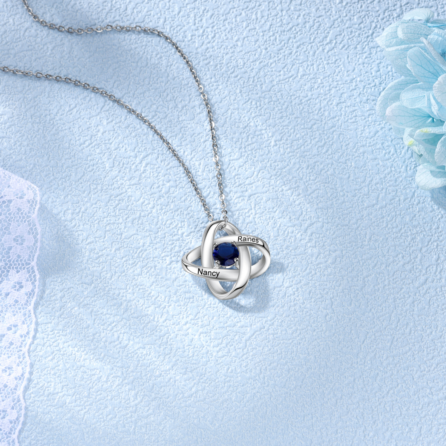 Personalised Necklace With 1 Birthstone Engraved Names Gift For Her-Jessemade AU