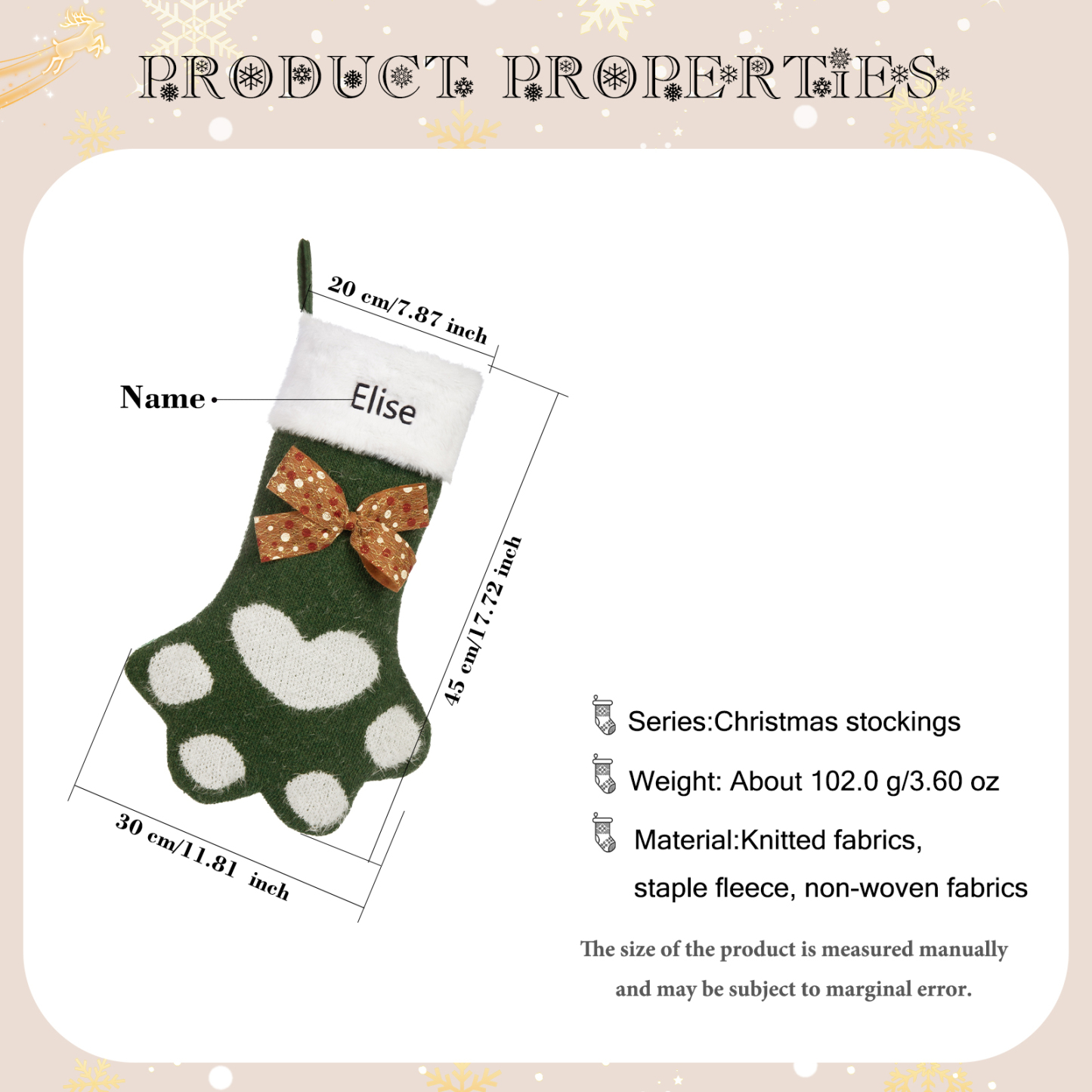 Personalised Christmas Stockings Gift Bag Customised 1 Name Christmas Sock Ornament Gift for Family Friends-Jessemade AU