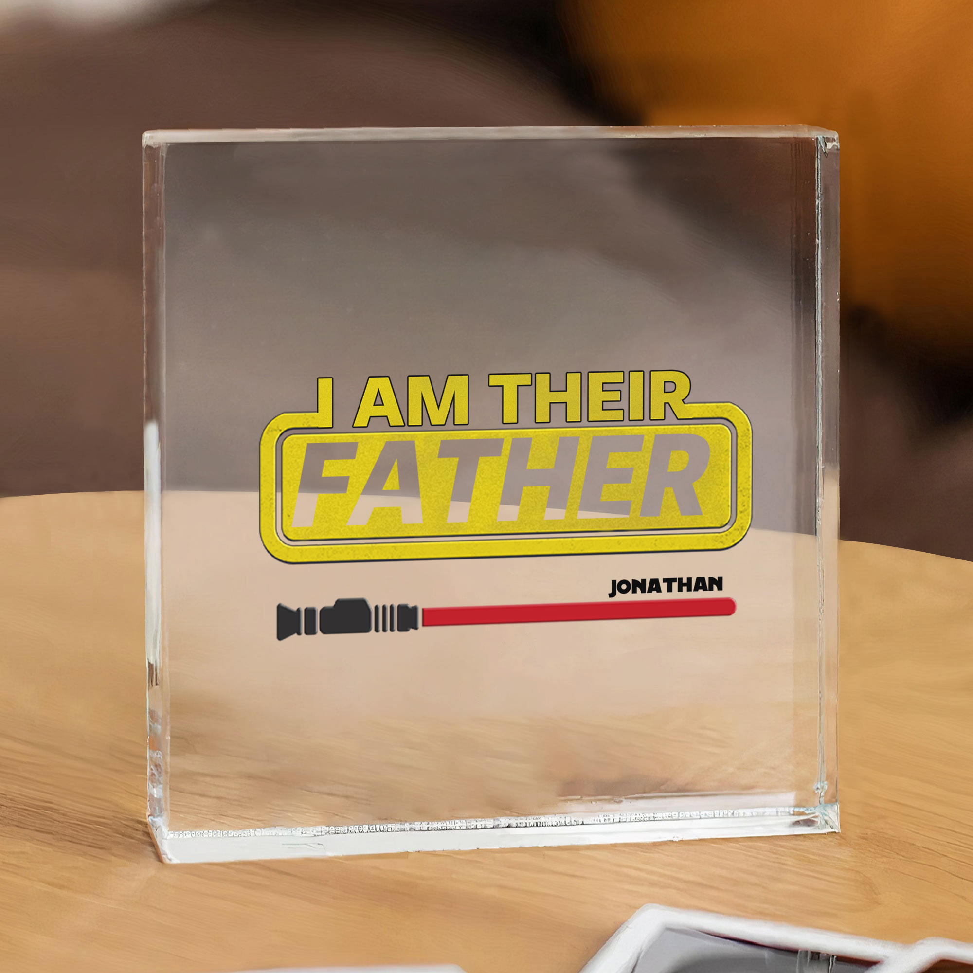 Personalised 1 Name Acrylic Square Keepsake Rectangle Plaque Father's Day Gifts - I Am Their Father -Jessemade AU