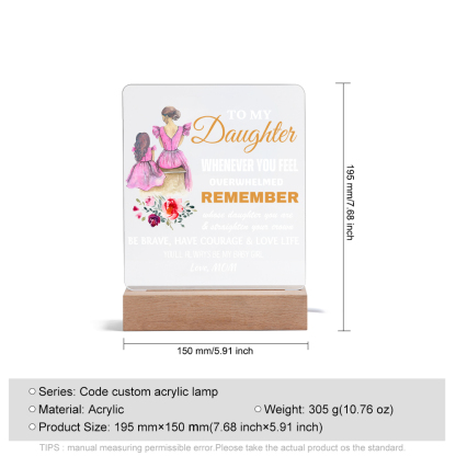 To My Daughter Acrylic Night Light "You'll Always Be My Baby Girl" LED Lamp Heartwarming Gifts-Jessemade AU