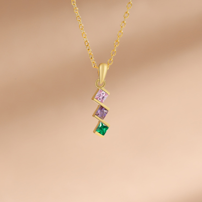Personalised Women's Necklace Custom 3 Birthstones Pendant Necklace Birthday Gift for Her-Jessemade AU