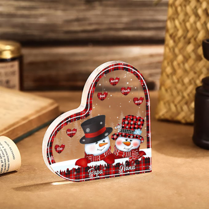 Acrylic Heart Keepsake Customised 8 Names Christmas Snowman Decor Personalised Gifts for Grandma Mum-Jessemade AU