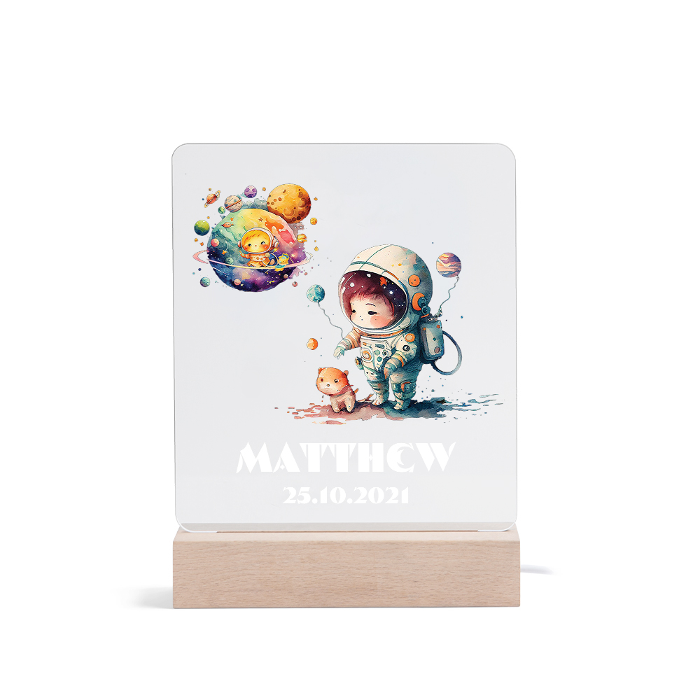 Astronaut Boy Girl Night Light with Personalised Name Date Nursery LED Night Light Birthday Gifts For Kids-Jessemade AU