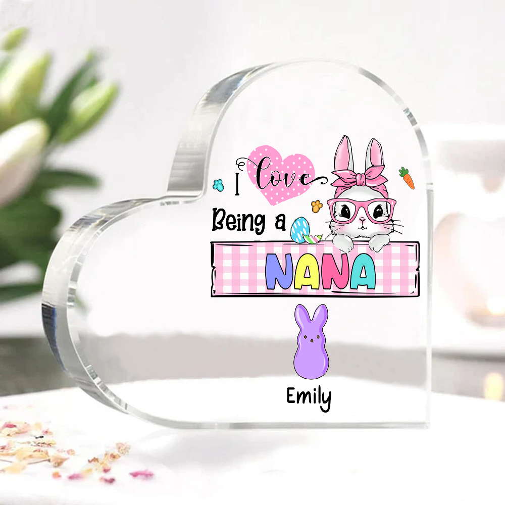 2 Names - Personalised Acrylic Heart Keepsake Custom Names Bunny Ornaments Gifts for Grandma/Mother-Jessemade AU