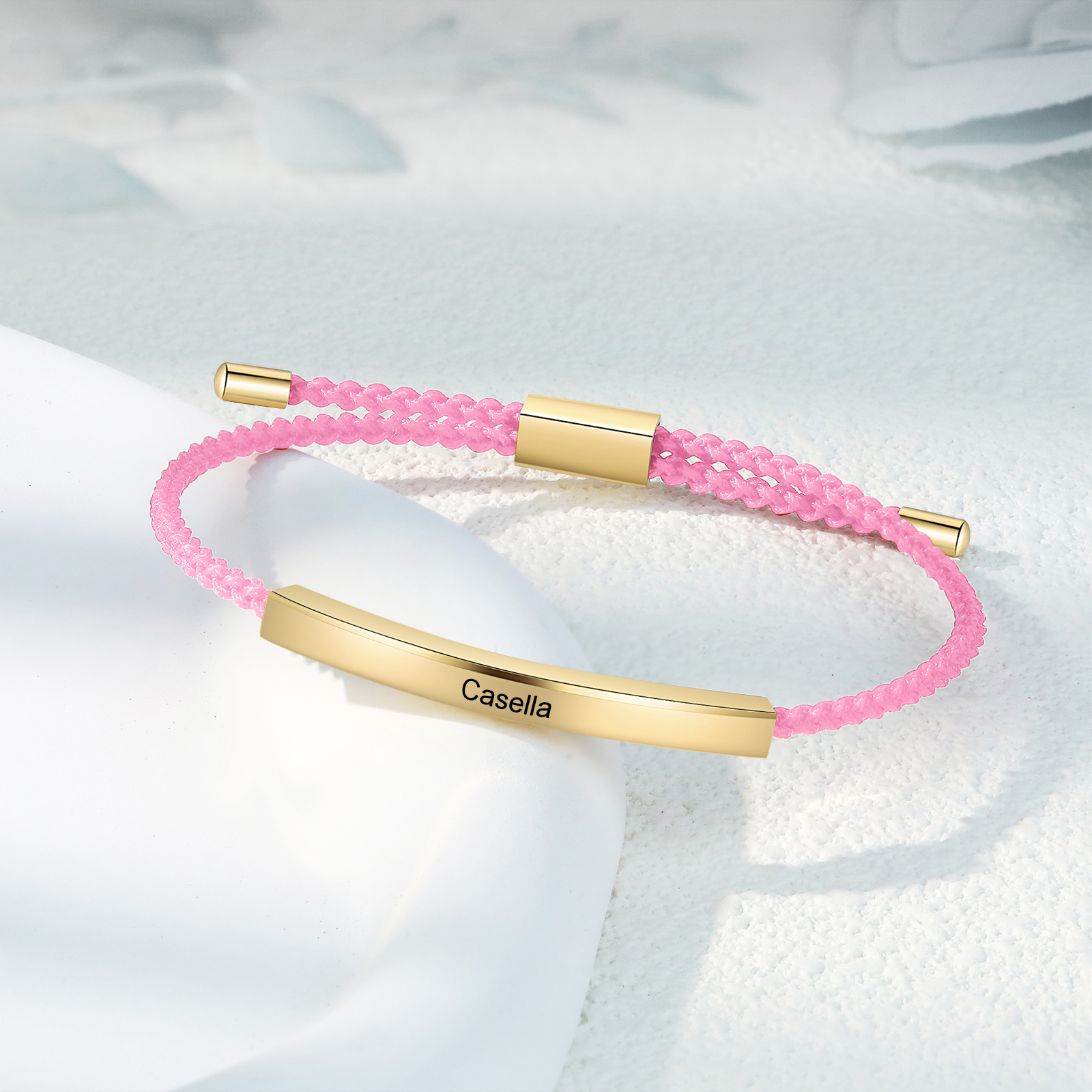 Personalised Braided Rope Bracelet Custom Name & Text Bar Bracelet for Her/Him-Jessemade AU