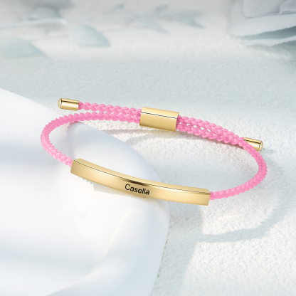 Personalised Braided Rope Bracelet Custom Name & Text Bar Bracelet for Her/Him-Jessemade AU