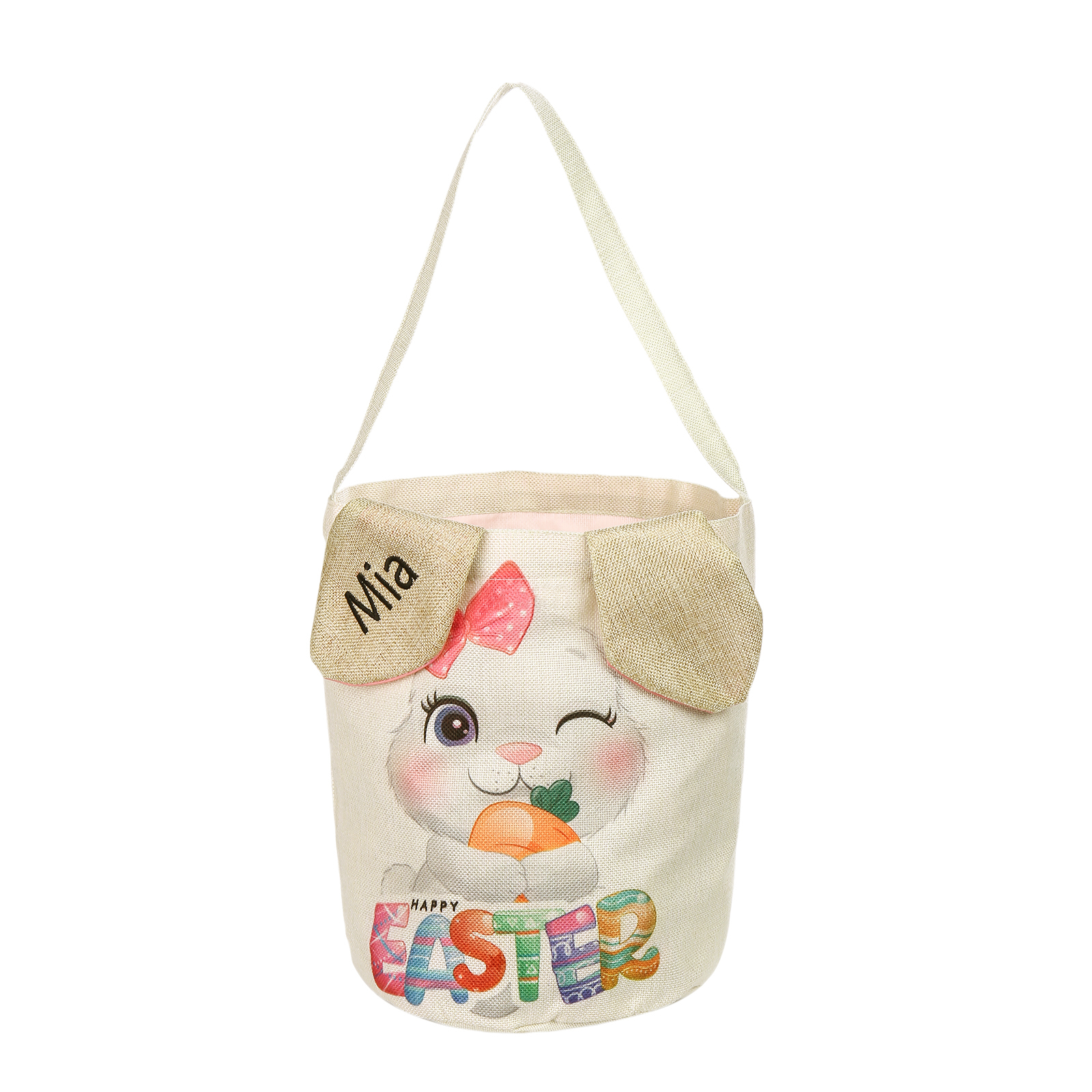 Personalised Bunny Tote Bag Customised with Name Bunny Bucket Bag Easter Gifts-Jessemade AU