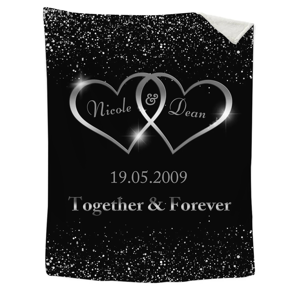 Personalised Couples Blanket Customised 2 Names & Date & Text Blanket Love Valentine's Day Gifts for Him/Her-Jessemade AU