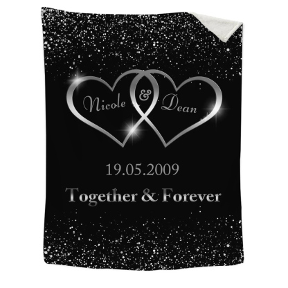 Personalised Couples Blanket Customised 2 Names & Date & Text Blanket Love Valentine's Day Gifts for Him/Her-Jessemade AU
