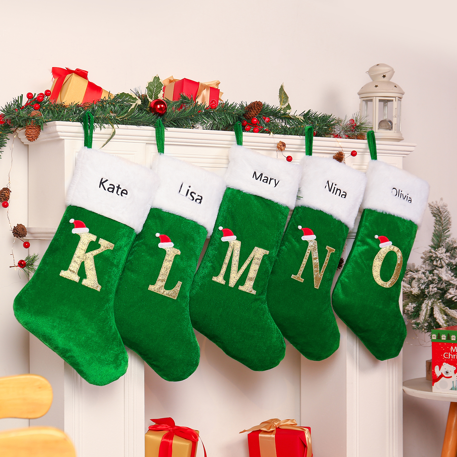 Christmas Letter Stockings Ornaments Custom 1 Name Fireplace Sock Decor Personalised Gifts for Family Friends-Jessemade AU