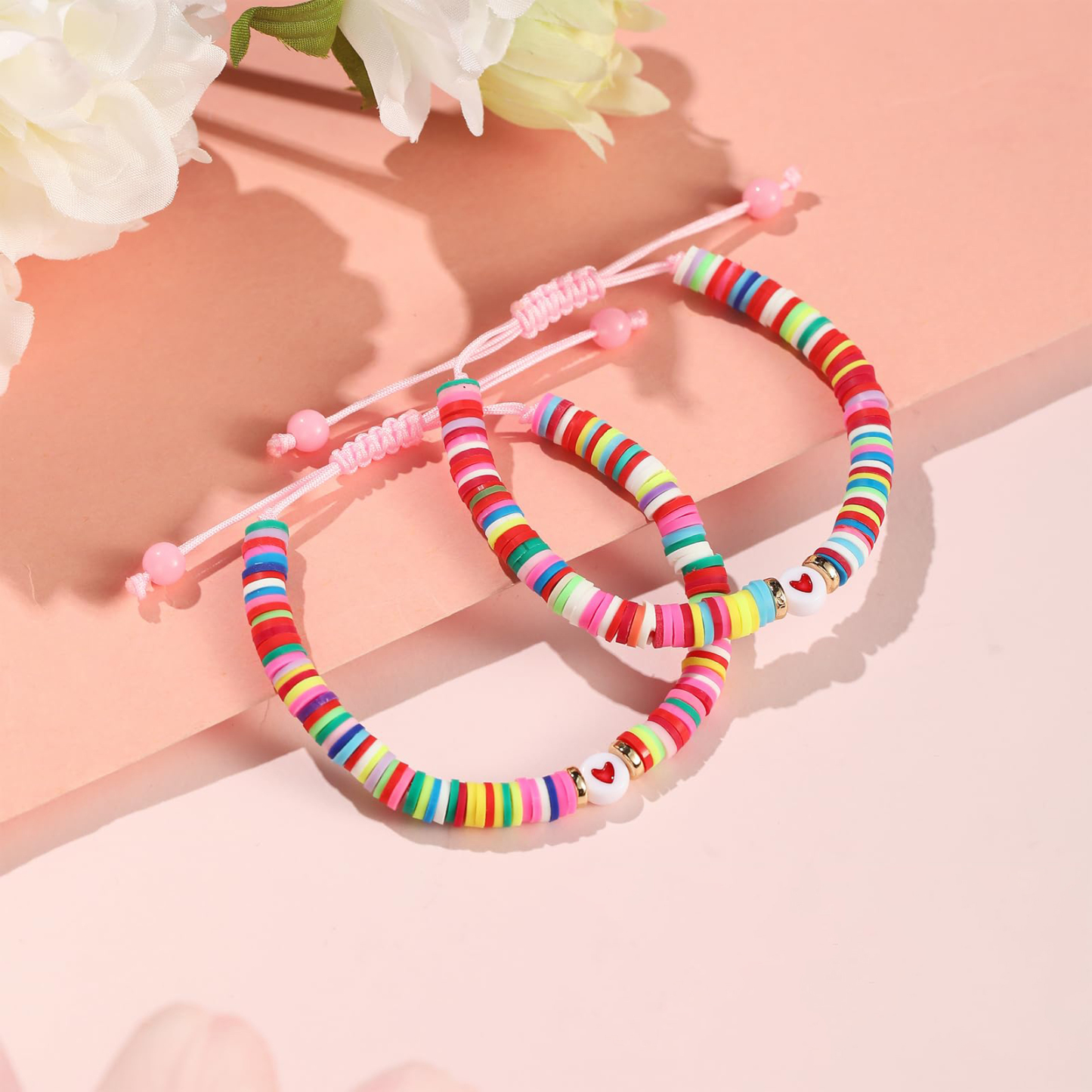 2 Pcs Bracelet Set Colourful Beaded Adjustable Bracelets with Message Card Gifts for Her - True Friendship Spans Time, Forever It Will Last-Jessemade AU