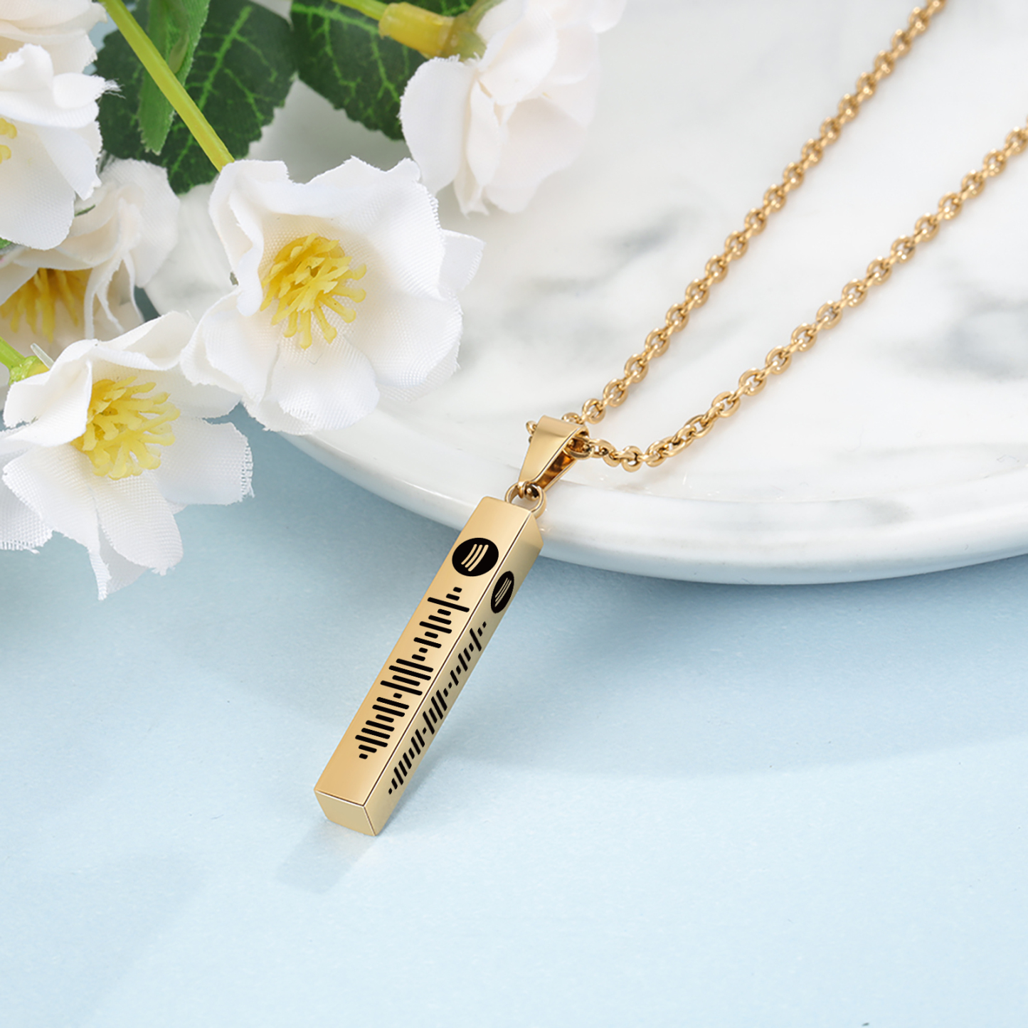 Personalised Music Spotify Code Bar Necklace Custom Spotify Scan Code-Jessemade AU