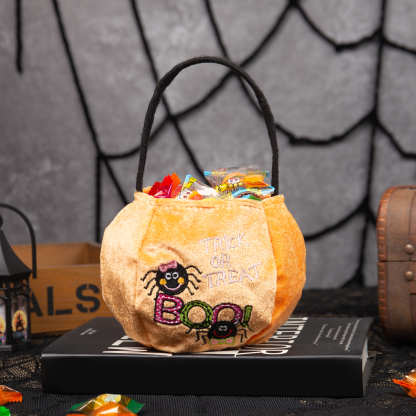 Halloween Tote Bag Custom 1 Name Pumpkin Tote Bag Halloween Candy Bag for Kids-Jessemade AU