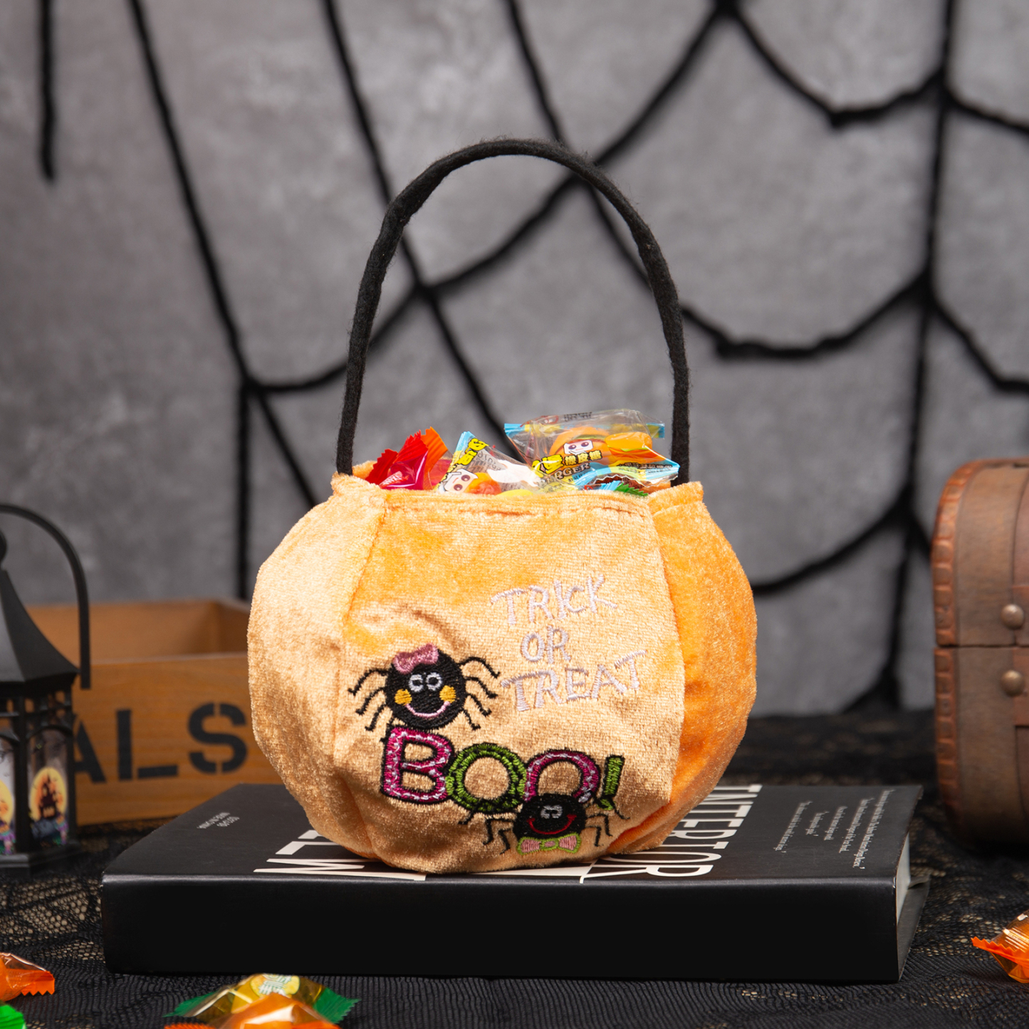 Halloween Tote Bag Custom 1 Name Pumpkin Tote Bag Halloween Candy Bag for Kids-Jessemade AU