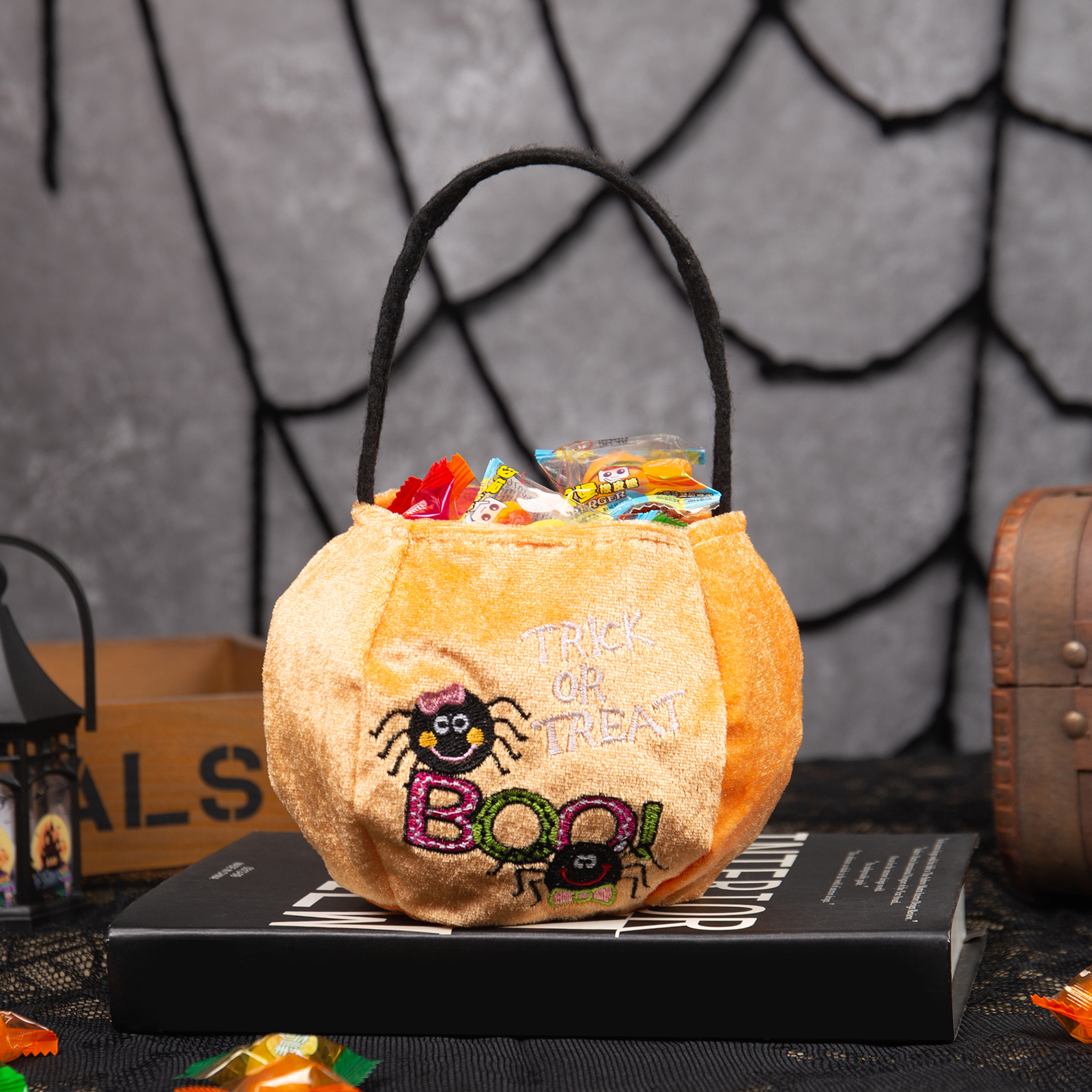 Halloween Tote Bag Custom 1 Name Pumpkin Tote Bag Halloween Candy Bag for Kids-Jessemade AU