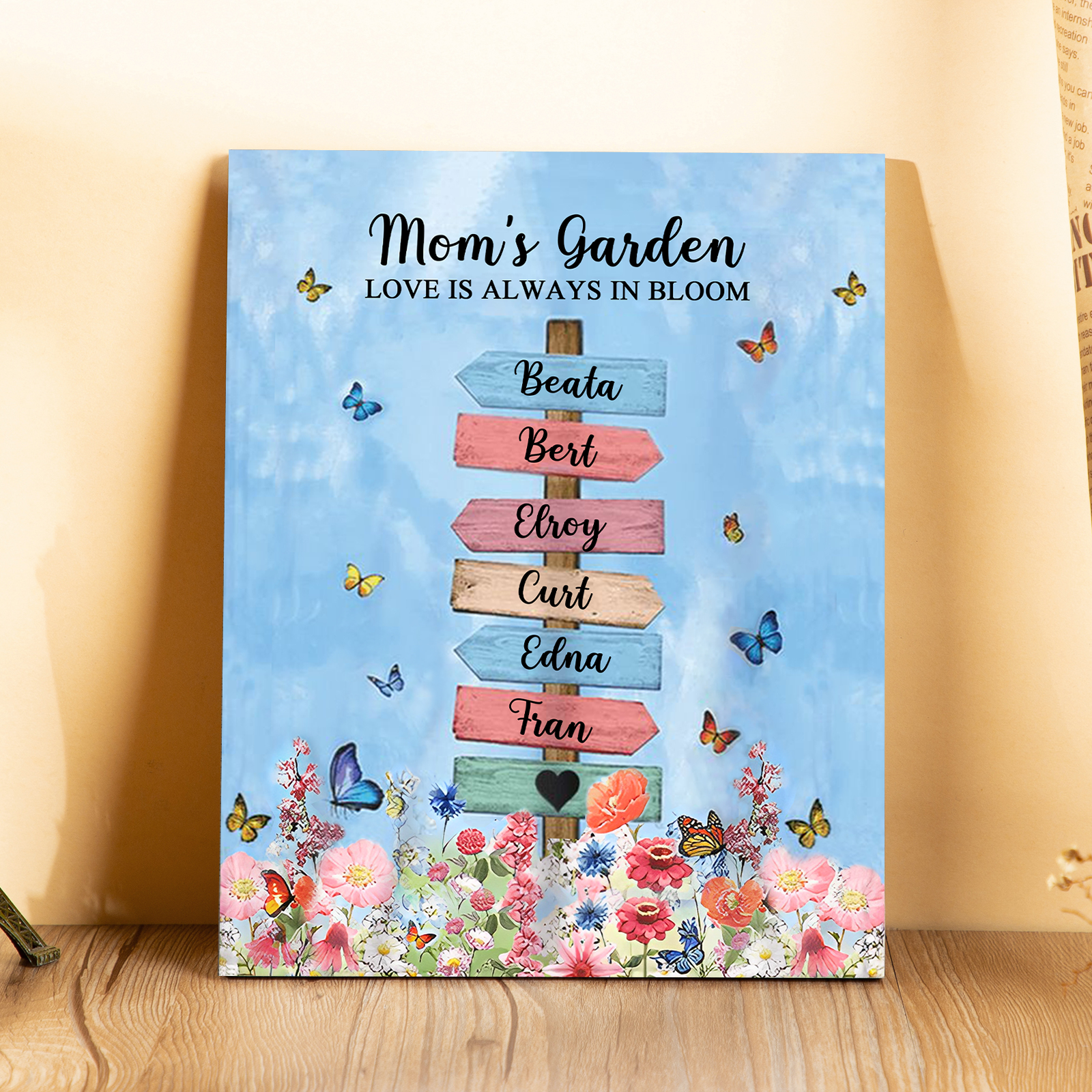 6 Names - Personalised Wooden Plaque Garden Custom Text Home Decoration Gift for Mother/Grandma-Jessemade AU