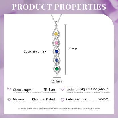 5 Names - Personalised Pendant Necklace Custom Birthstones & Names Necklace Birthday Gift for Her-Jessemade AU