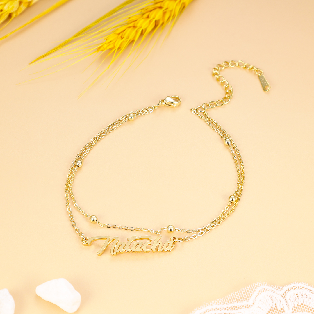 Double Stranded-Personalised Name Anklet For Her-Jessemade AU