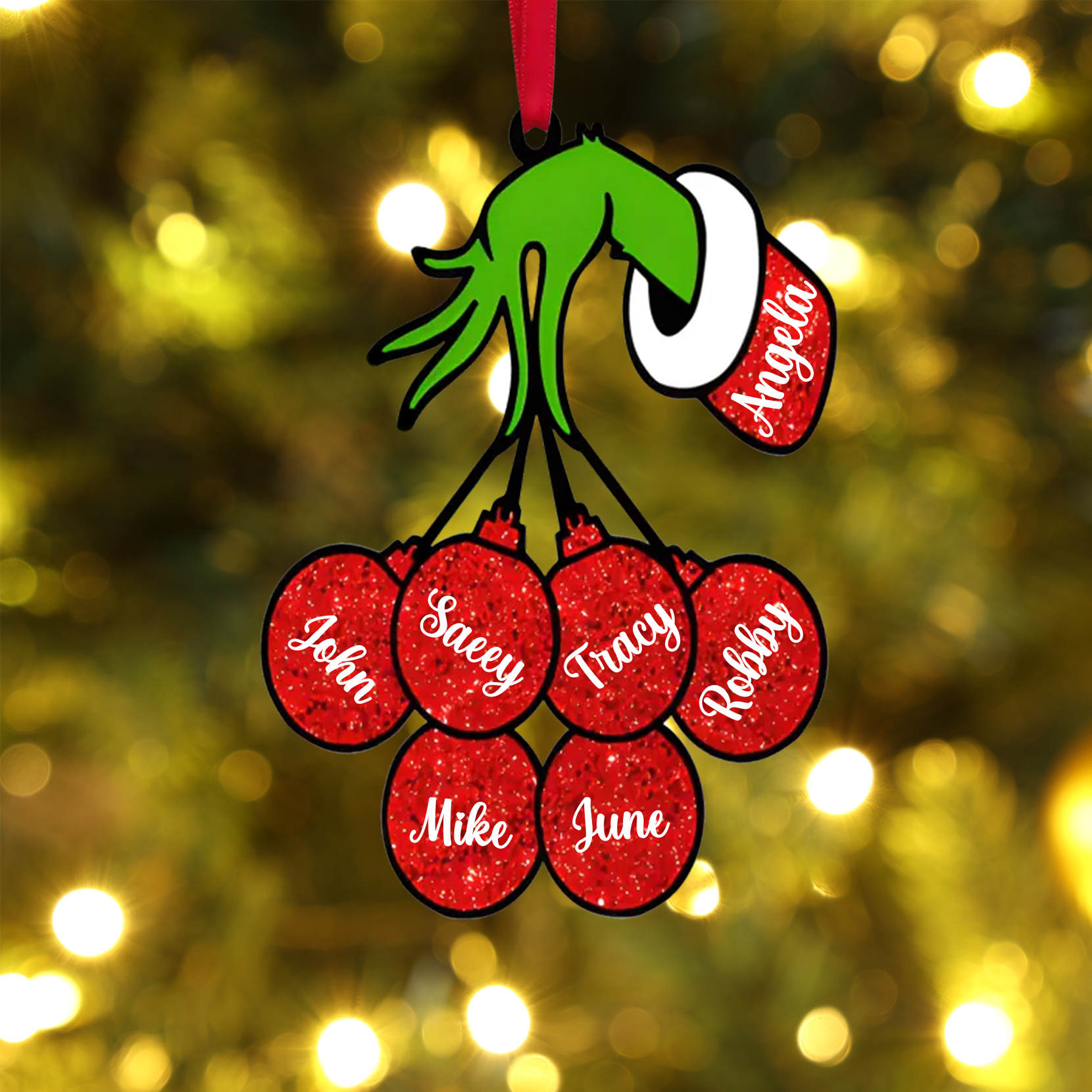 7 Names - Personalised Wooden Christmas Ornaments Customised Name Grinch Christmas Ornament Gifts for Family Friends-Jessemade AU