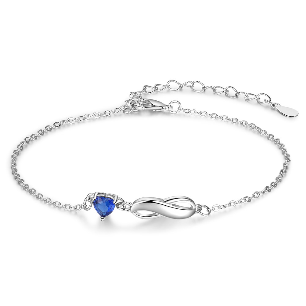 Personalised Infinity Bracelet With 1 Birthstone Engraved Names Bracelet Gift For Women-Jessemade AU