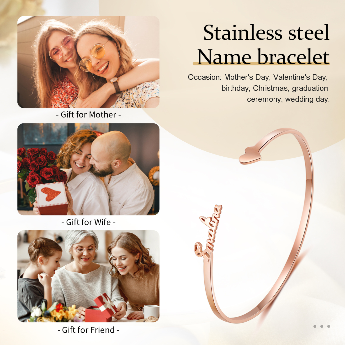 Customised Name Bangle Bracelet Custom Name Adjustable Bangle Birthday Gifts For Her-Jessemade AU