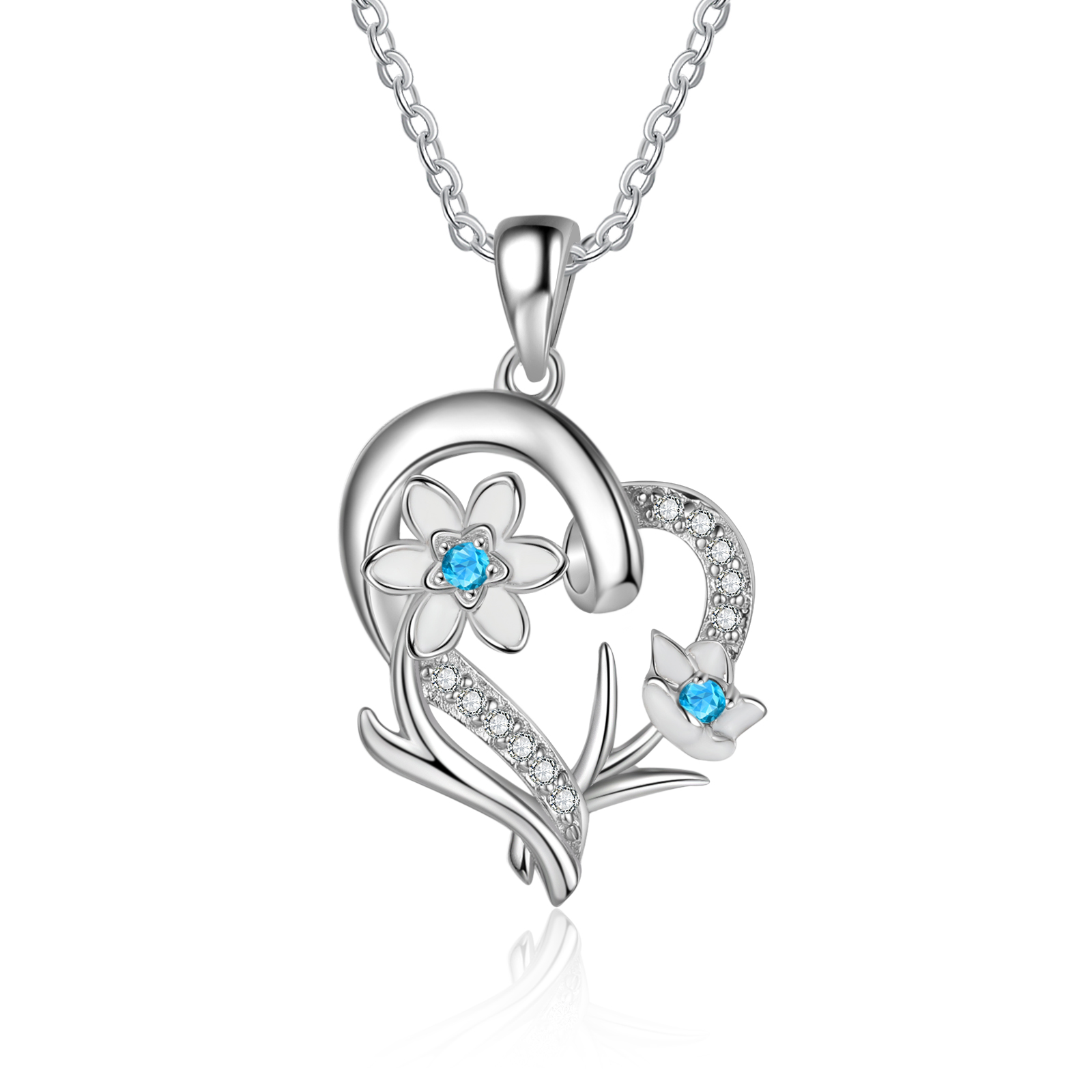 Personalised March Birthflower Necklace With Birthstones Custom 1 Name Necklace For Her-Jessemade AU