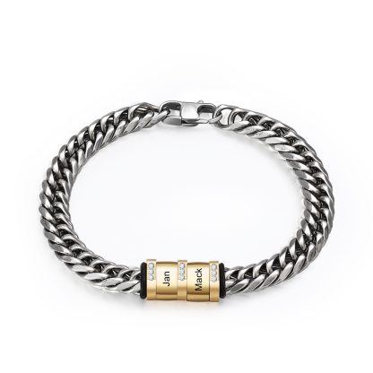 Personalised Cuban Chain Bracelet Customised Name Bracelet with 2 Beads-Jessemade AU