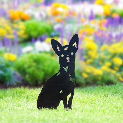 Chihuahua Metal Dog Silhouette Garden Yard Decoration-Jessemade AU