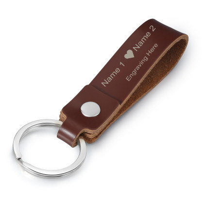 Personalised Leather Keychain Customised with 2 Names & Text Keyring Couple Keychain Gift for Him/her-Jessemade AU