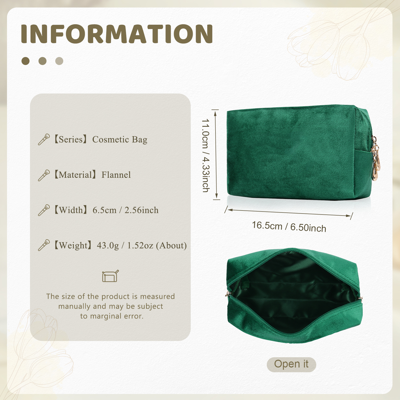 Cosmetic Bag Zipper Makeup Bag Jewelry Storage Bag Gifts for Ladies Girls-Jessemade AU