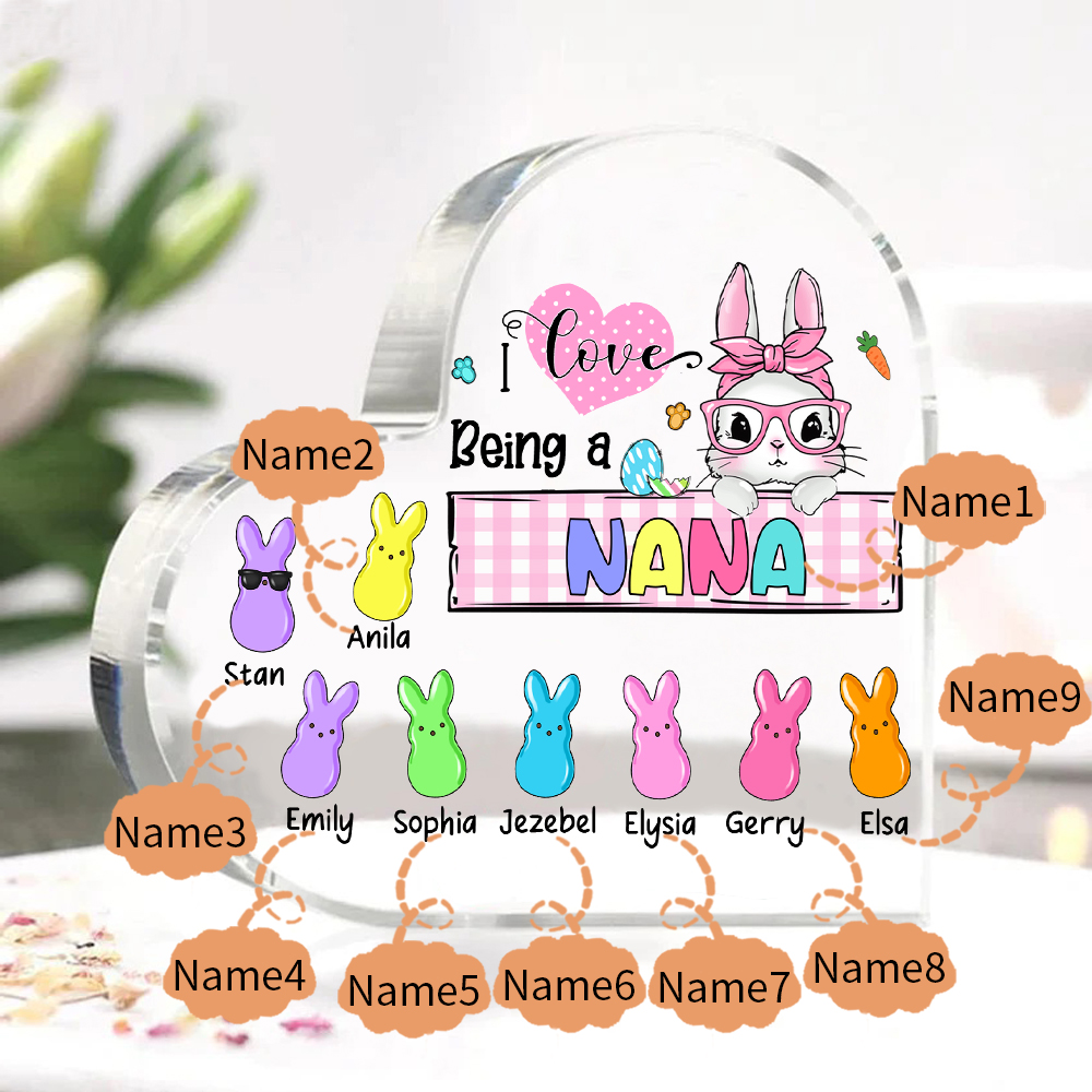 9 Names - Personalised Acrylic Heart Keepsake Custom Names Bunny Ornaments Gifts for Grandma/Mother-Jessemade AU