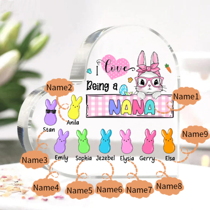 9 Names - Personalised Acrylic Heart Keepsake Custom Names Bunny Ornaments Gifts for Grandma/Mother-Jessemade AU