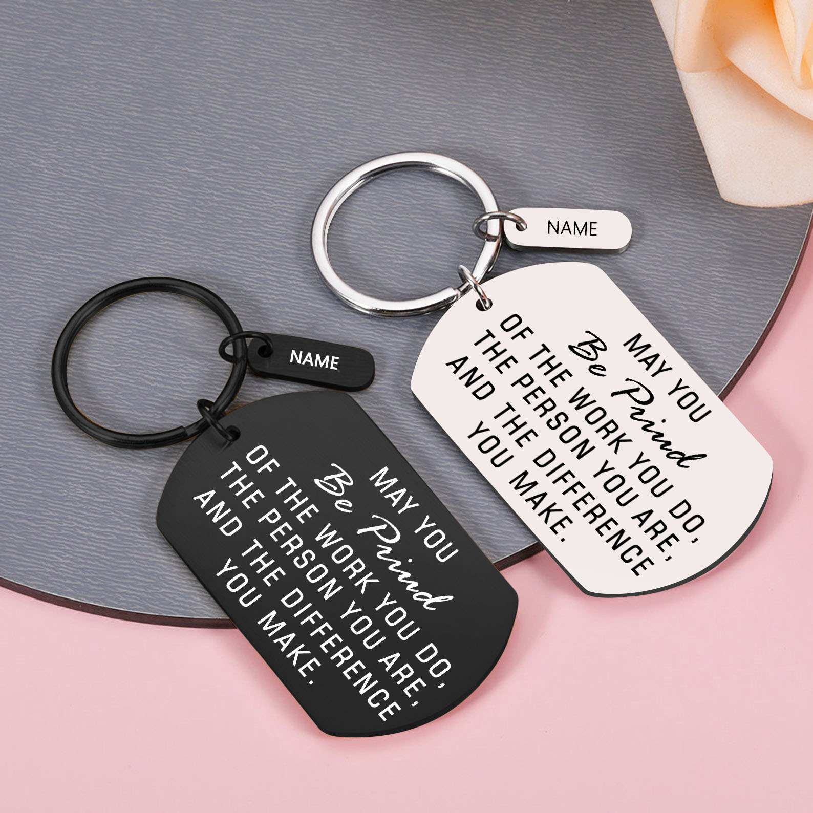 Personalised Stainless Steel Keychain Customised Name Keyring Gift for Kids/Friends - May You Be Proud Of The Work You Do-Jessemade AU