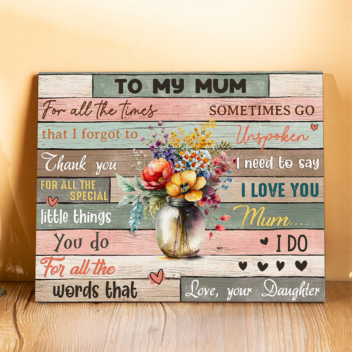 To My Mum Flowers Vase Picture Board Keepsake Wood Signs Photo Frame-Jessemade AU