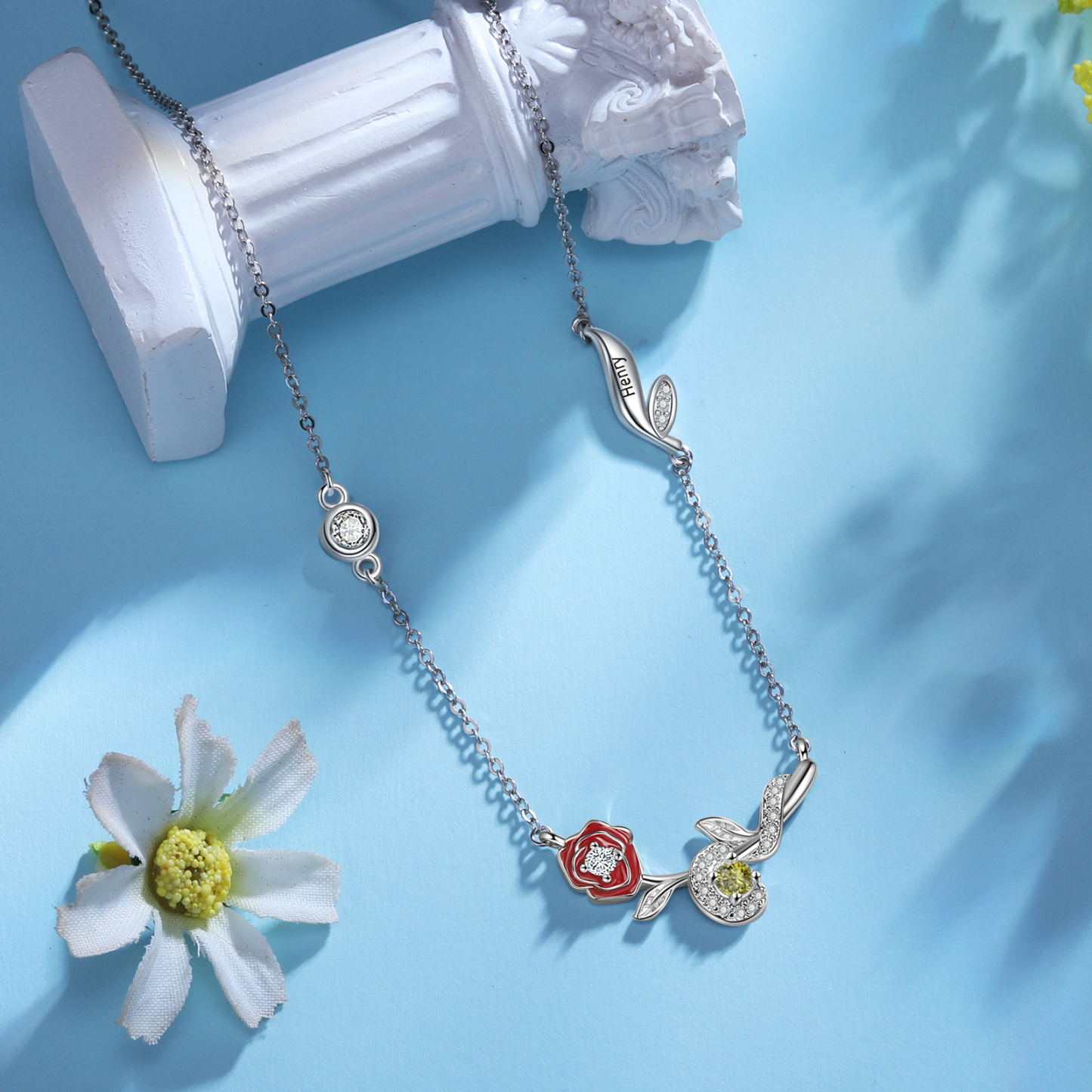 Personalised June Birthflower Necklace With Birthstone Best Gift For Her-Jessemade AU