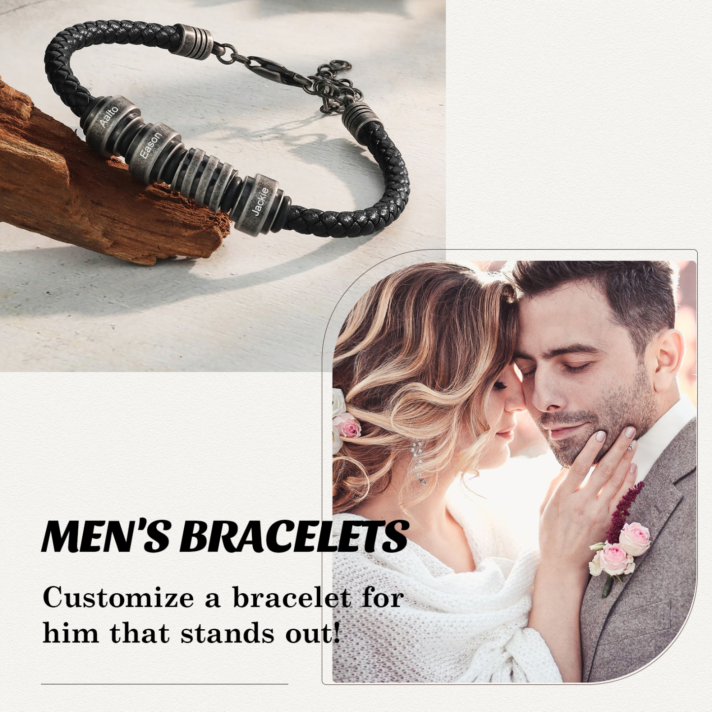 Personalised Men's Leather Bracelet Engraved 3 Names Adjustable Bracelet Vintage Gift for Him-Jessemade AU