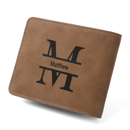 Personalised Monogram Wallet Custom Photo & Name & Letter Men's Leather Wallet Father's Day Gifts for Him