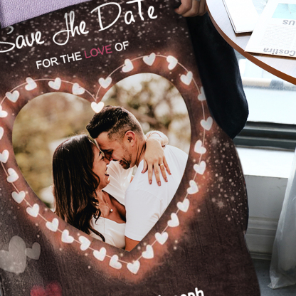 Personalised Couple Blanket Engrave Photo Sweet Gift "Save the love date"-Jessemade AU