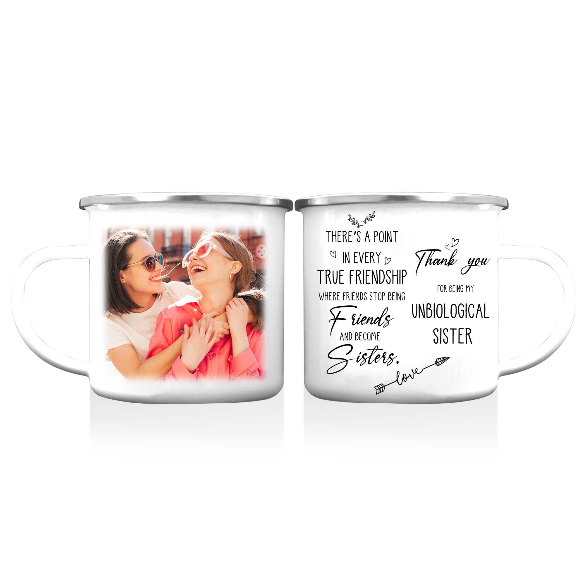 Customised Photo Mug Enamel Cup "Thank You For Being My Unbiological Sister" Personalised Gifts for Besties/Friends-Jessemade AU