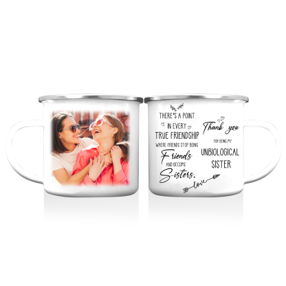 Customised Photo Mug Enamel Cup "Thank You For Being My Unbiological Sister" Personalised Gifts for Besties/Friends-Jessemade AU