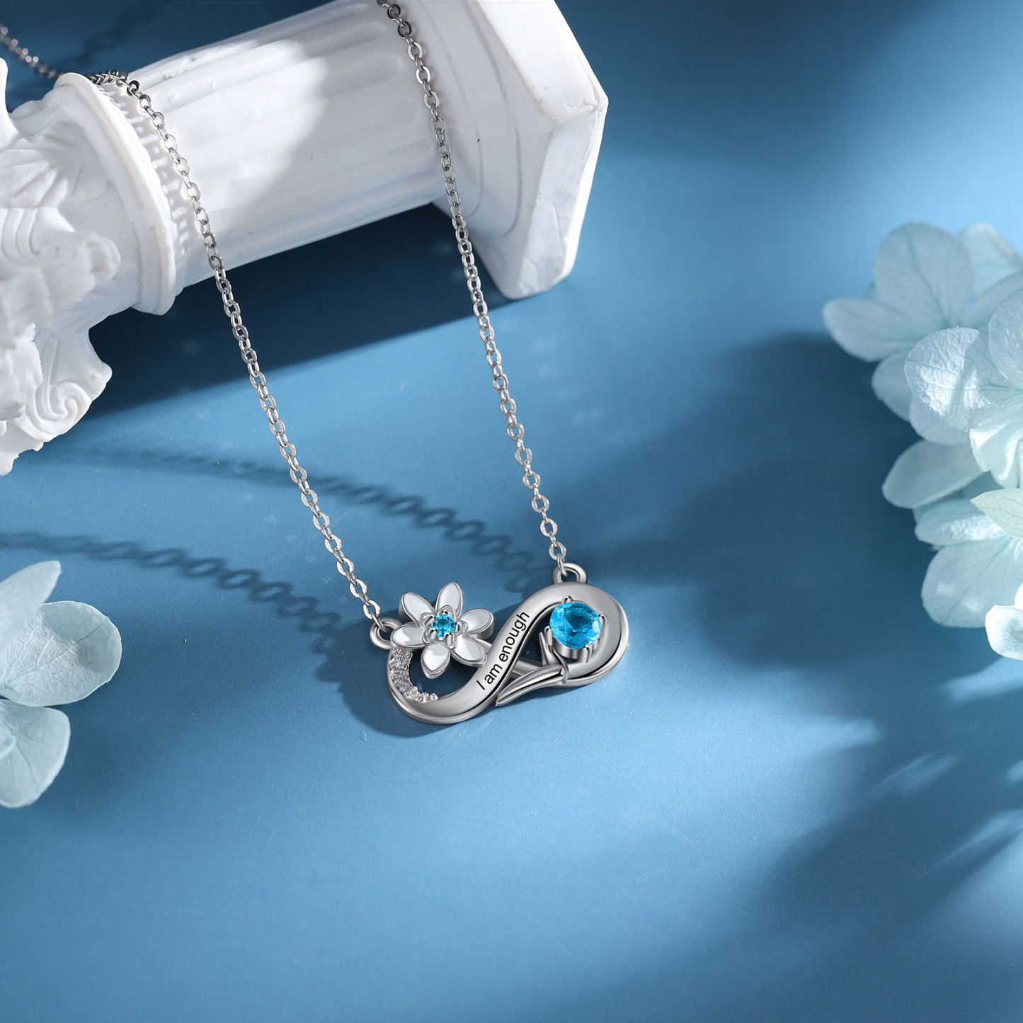 Personalised March Birthflower Necklace With Birthstone Gift For Women-Jessemade AU