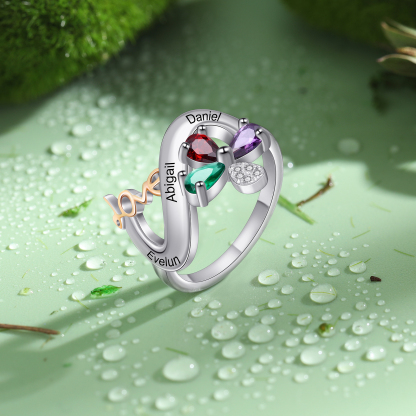 Personalised Butterfly Ring Custom 3 Birthstones Love Ring Gifts For Her-Jessemade AU