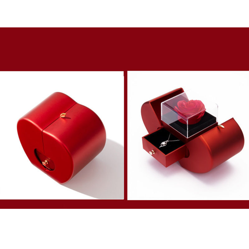Openable Apple-Shaped Box with Enchanted Rose Jewelry Box Gift Package-Jessemade AU