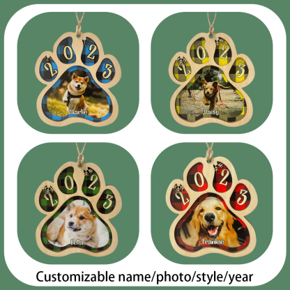 Personalised Christmas Dog Paw Ornament Custom Name & Photo & Year Christmas Gifts-Jessemade AU